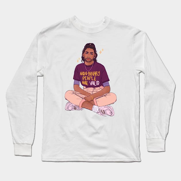 Nonbinary People are Real and Valid Long Sleeve T-Shirt by Liberal Jane Illustration